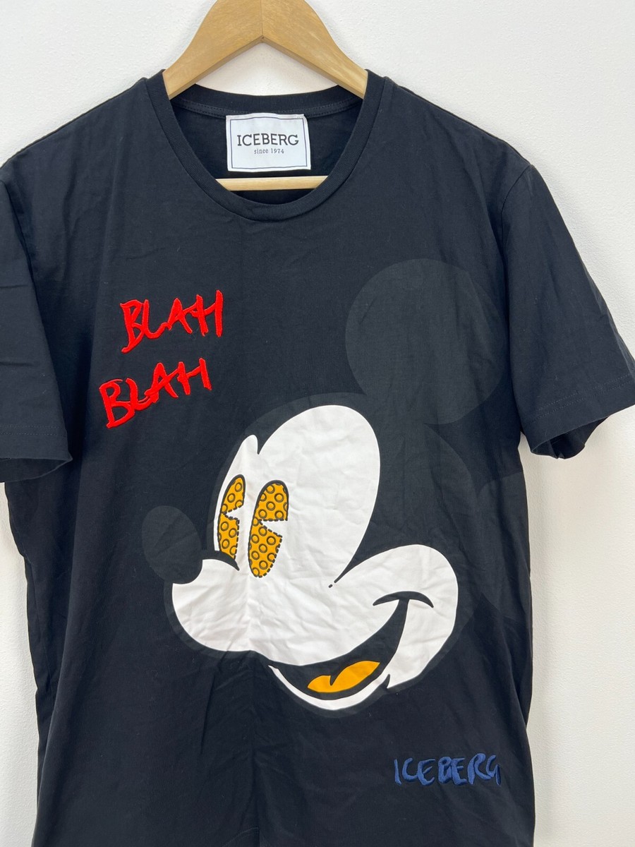 Rare Iceberg x Disney Mickey Blah Blah Crew Neck Shirt Mens Size L