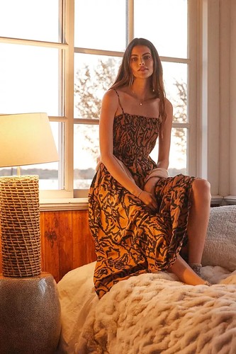 Anthropologie Smocked Sleep Maxi Dress 