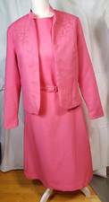 Vintage Costumes by Jerrie Woman's Belted Sleeveless Dress  Jacket Set Pink 12
