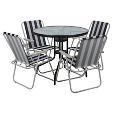 Garden Table & Folding Deck Chairs Set 2 4 Seater Outdoor Patio Dining Furniture