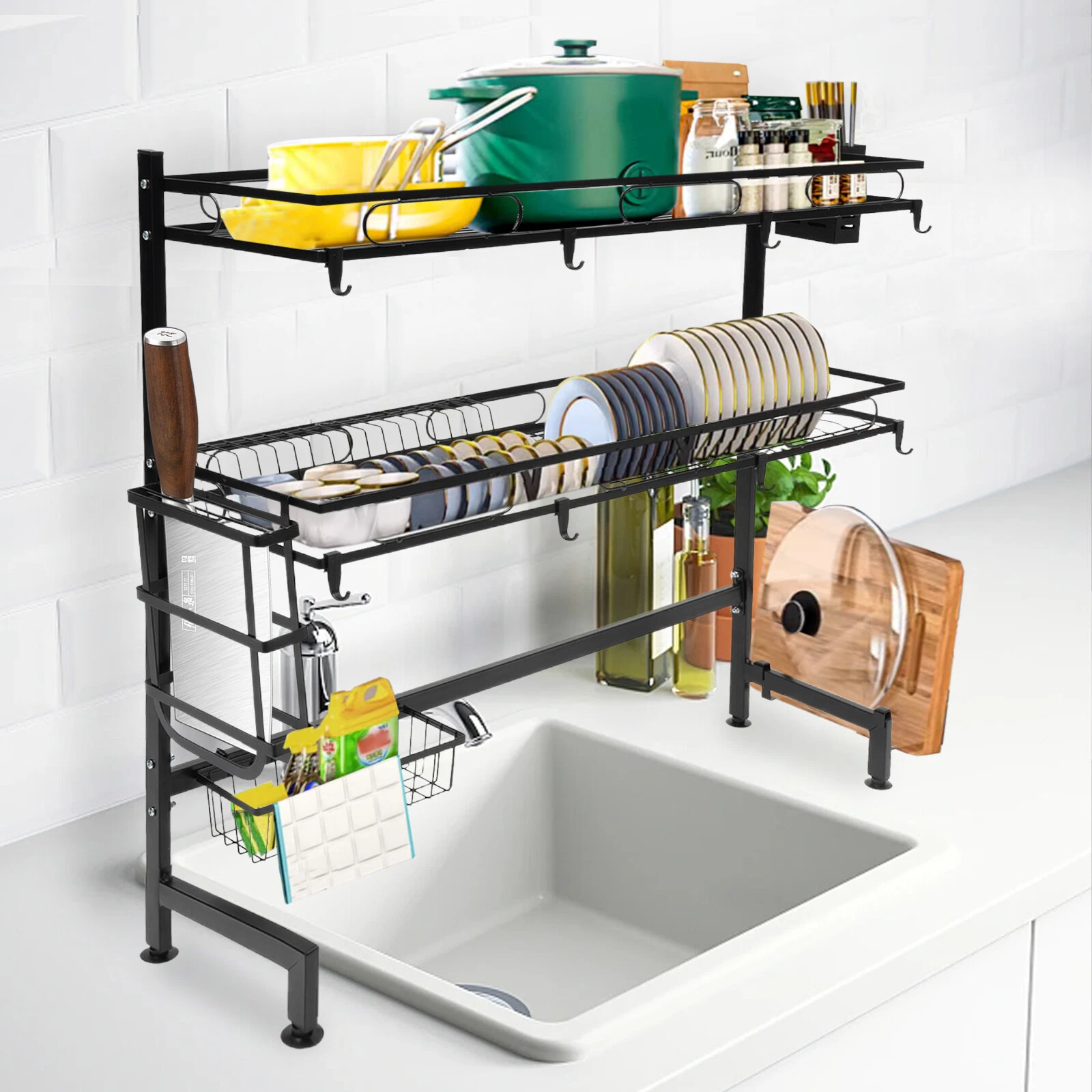 2 Tier Over Sink Dish Drying Rack Cutlery Drainer Kitchen Shelf Cup Organizer
Opens in a new window