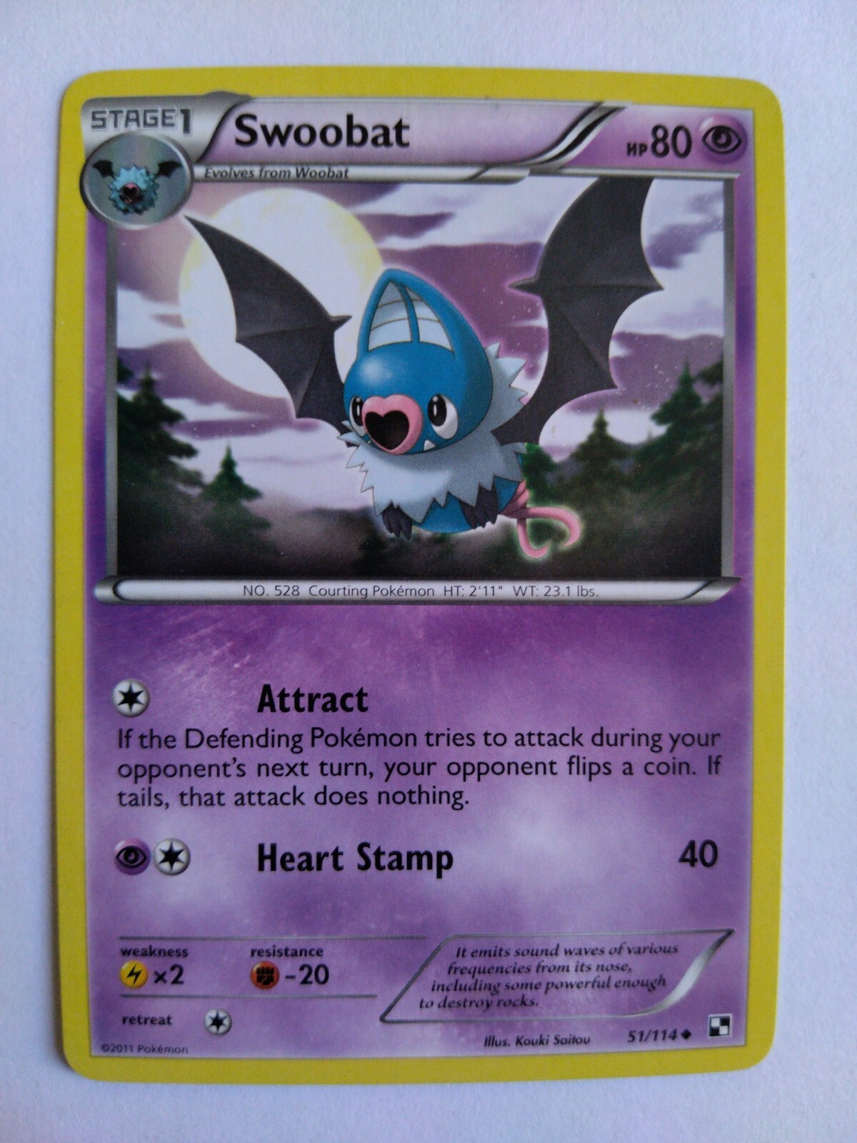 Swoobat 51/114 Pokemon TCG Black & White Regular Uncommon