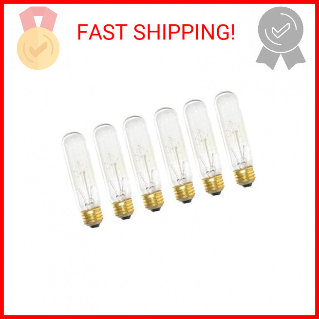 Sterl Lighting - 6 Pack, T10 Tubular Incandescent Light Bulbs 60 Watt, 120 Volts