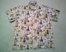Vintage High Seas Trading Co Button Up Shirt Mens Large Wine AOP USA Made