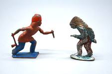 Two Vintage Lead Indian Toys, Made in England, 2" tall. By William Britian