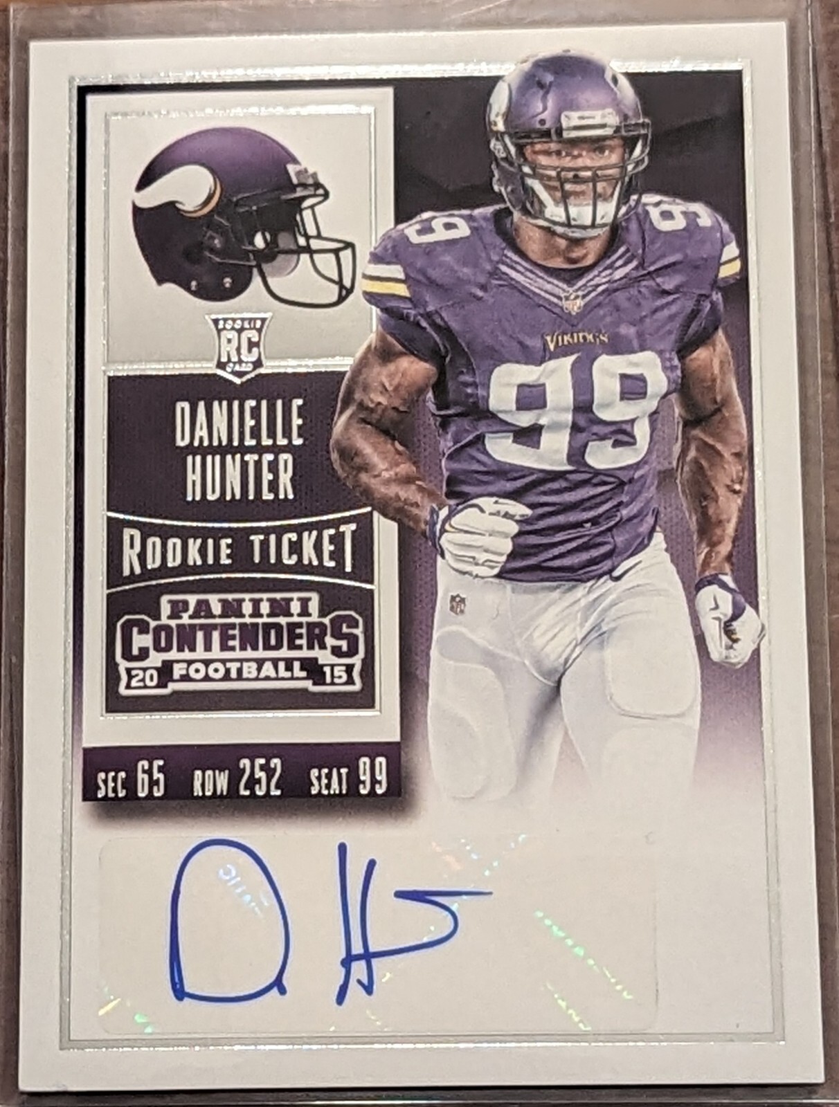 DANIELLE HUNTER 2015 Panini Contenders Rookie Ticket #132 RC Auto Autograph