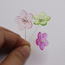 100pcs 22mm Mixed Color Flower Beads - 3D Floral Acrylic Beads with Center Hole
