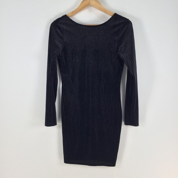 Papermoon womens bodycon mini dress size M aus 10 black long sleeve 087720