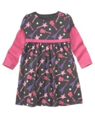 NWT GYMBOREE GIRLS SUPER STAR GUITAR DOUBLE SLEEVE DRESS SIZE 4