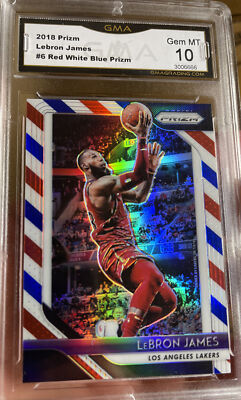 2018 PANINI PRIZM LEBRON JAMES Red White Blue 10 GEM MINT Hall Of 