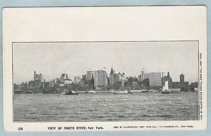 *View Of North River, New York, Illustrated Post Card Co. Early 1900's*L