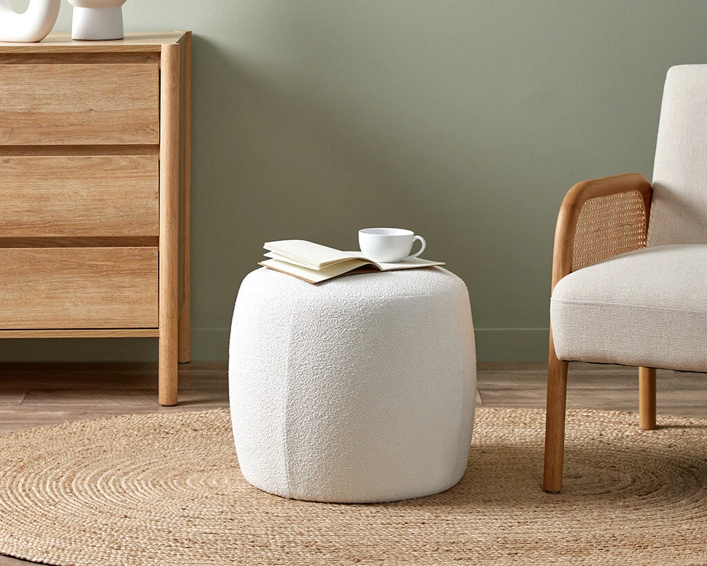 Mocka Smooth Boucle Ottoman Small Cream eBay