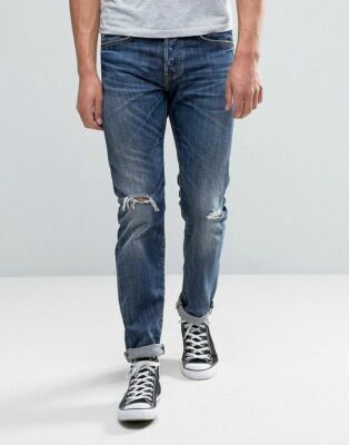 EDWIN ED-80 SLIM TAPERED Dark Blue Denim W31/L32 CONTRAST DARK WASH 12Oz