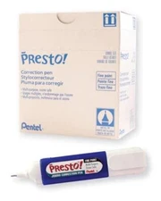 Pentel Presto! Jumbo Correction Pen, Fine Point, Metal Tip, Box of 12 ZL31-W 