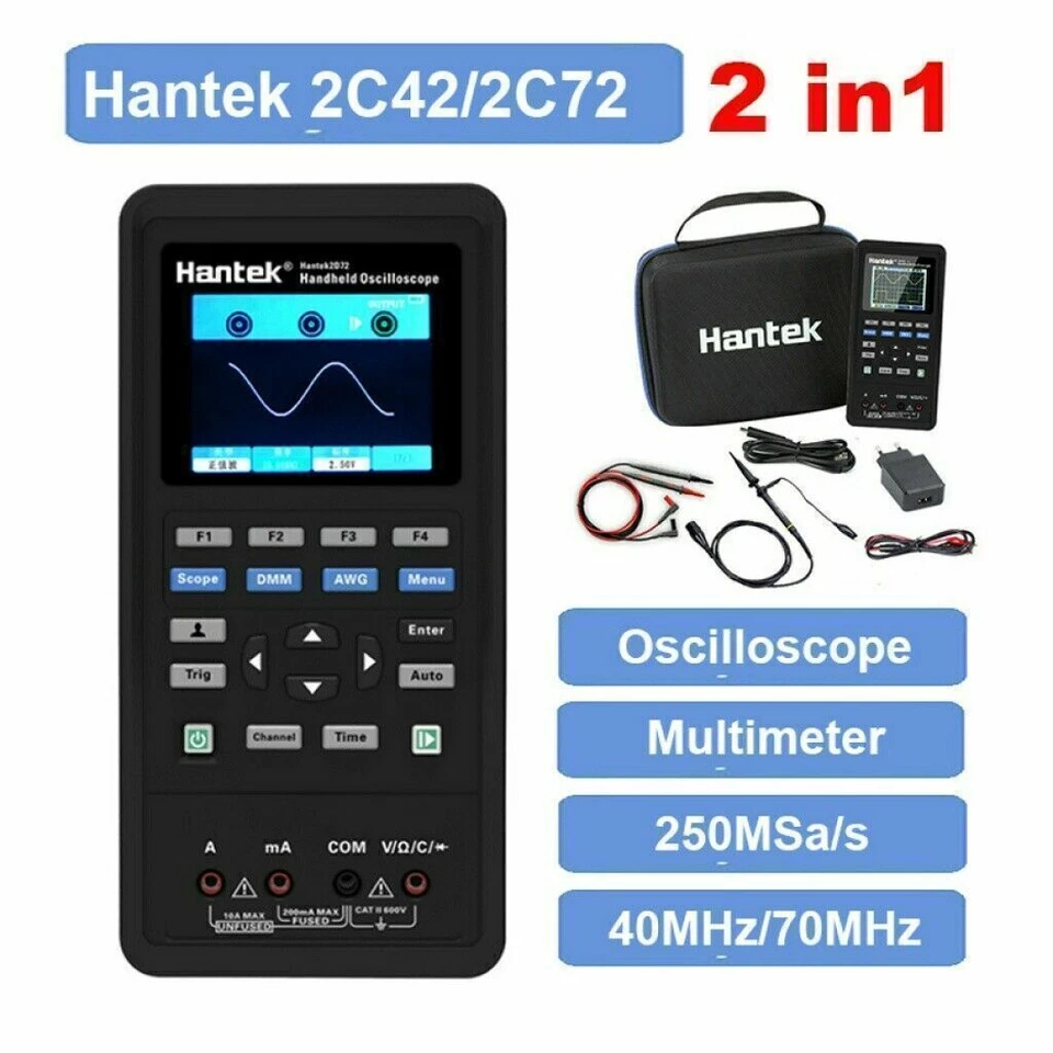 Hantek Handheld Oscilloscope Multimeter Waveform Generator 2D42 2D72 2C72 2C42 - Image 2 of 4