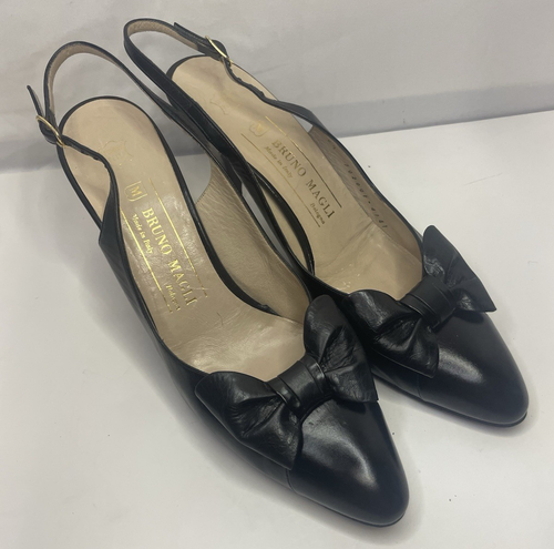 BRUNO MAGLI Sling Back Black Pumps 8.5 AAAA Classic Designer Made In Italy *READ