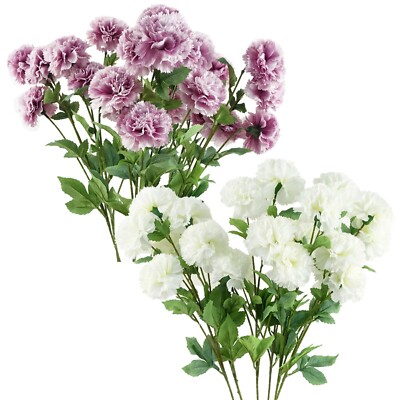 6 Stück x 70 cm künstlicher Nelkenstiel - 24 Seidenblumen, rosa oder weiß