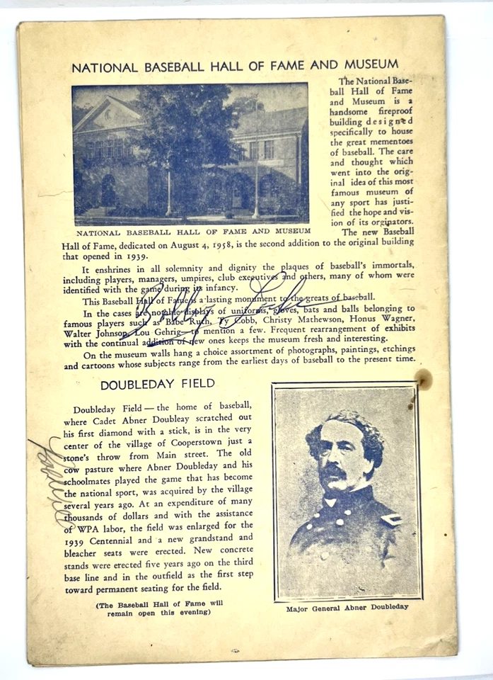 1960 Hall of Fame Game Scorecard Signed by Lou Boudreau, Frank Thomas +5 - Image 2 of 4