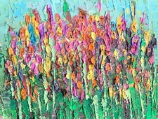 Wildflower oil Painting Meadow Original Art Flower garden