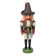 Erzgebirge (Saxony) Soldier Nutcracker, Composite Lever with Felt Hat, GDR-era