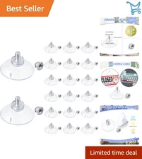 20 Pcs Clear PVC Suction Cups Wall Hooks 1.73 Inch for Bathroom Kitchen Office