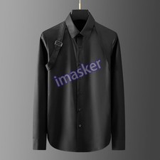 Men's Long Sleeve Cotton Shirts Button Up Slim Fit Dress Club Casual Shirt Tops
