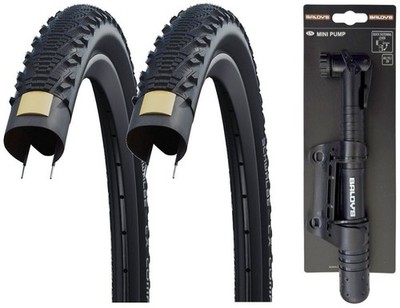2x Schwalbe CX COMP 700 x 30c Semi Slick Hybrid Fahrrad Reifen + Baldys Mini Pumpe