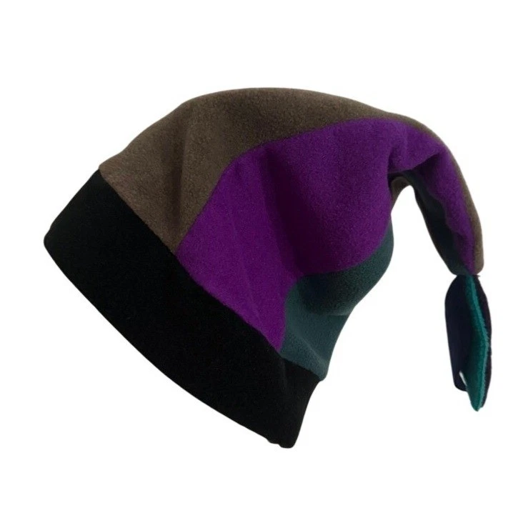 Vintage Garage Collection Patchwork Fleece Jester Hat Colorful Unisex