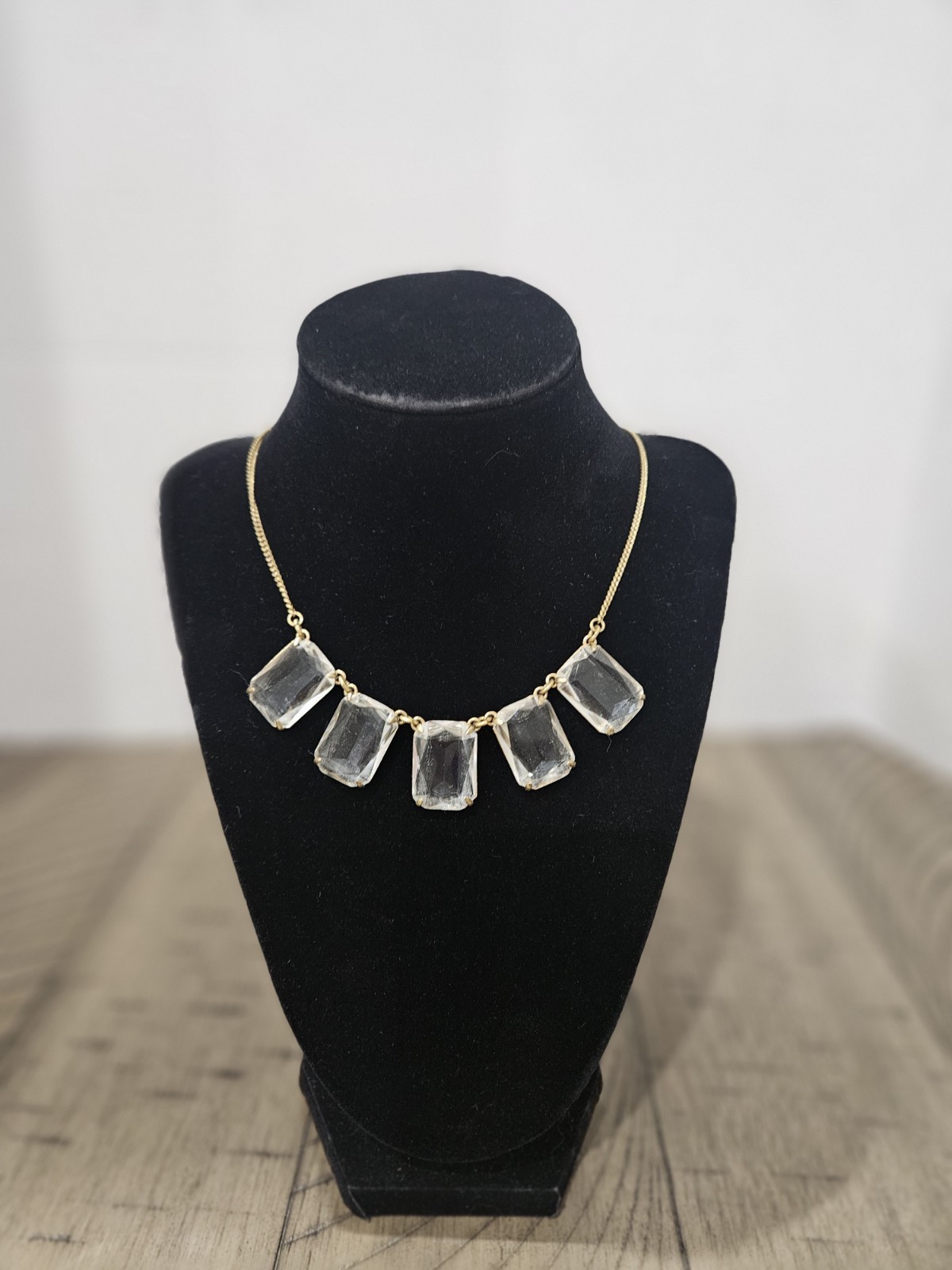 J Crew Necklace Chunky Clear Rectangular Glass Ch… - image 11