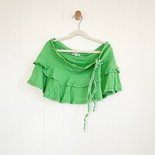 Vintage Y2K Abercrombie Fitch Kelly Green Cotton Tiered Ruffle Mini Skirt XS