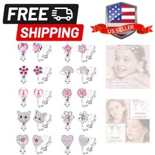 8-10Pairs Clip on Earrings for Women Girls Colorful Crystal Non-Piercied Earr...