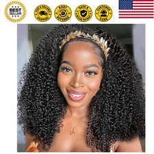 Headband Wig Human Hair Kinky Curly 20 Inch 150 Density Natural Color