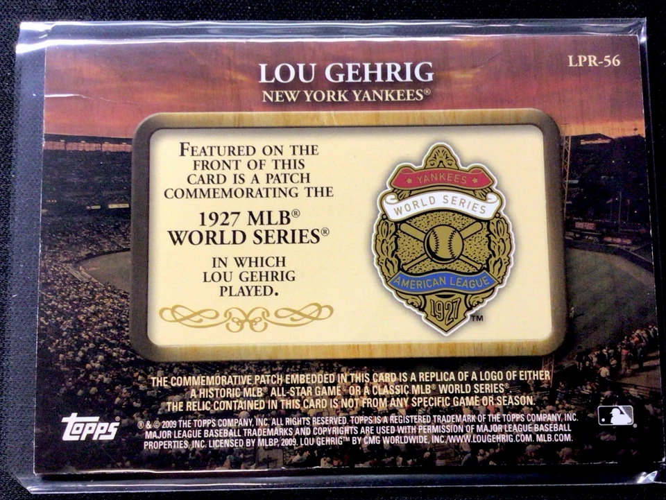 2009 Topps #LPR-56 Legends Commemorative 1927 World Series Patch Lou Gehrig! ENN - Image 2 of 2
