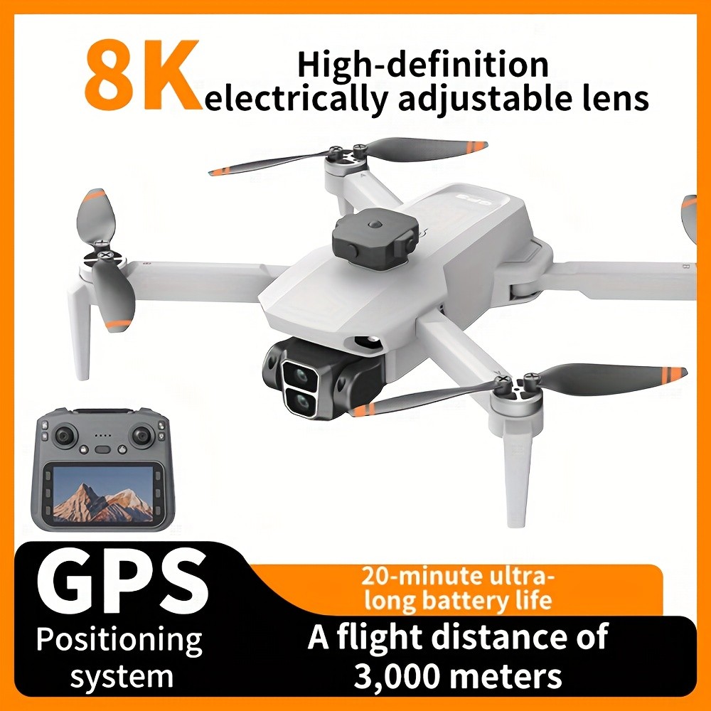 8K GPS Camera Drone FPV RC Quadcopter w/ Screen Remote Brush