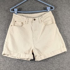 Vintage Jordache Jean Shorts Size 12 Off White Cream Cuffed 30 / 3.5"