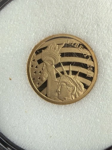 2011 $5 Cook Islands  ONLY 24% PURE Statue of Liberty Bell COIN (0.024 oz AGW)