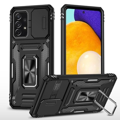 Für Samsung Galaxy A52 5G / 4G Armor PC + TPU Camera Shield Phone Case (Schwarz)