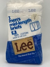 VTG Lee Men's Classic 100 Cotton Briefs 3 Pack, 80s 90s, Made In USA, SEALED, S