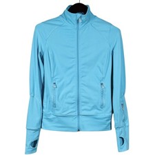 Alo Yoga Contour Jacket Womens XS Aqua Blue Fitted Full Zip Athleisure Gym