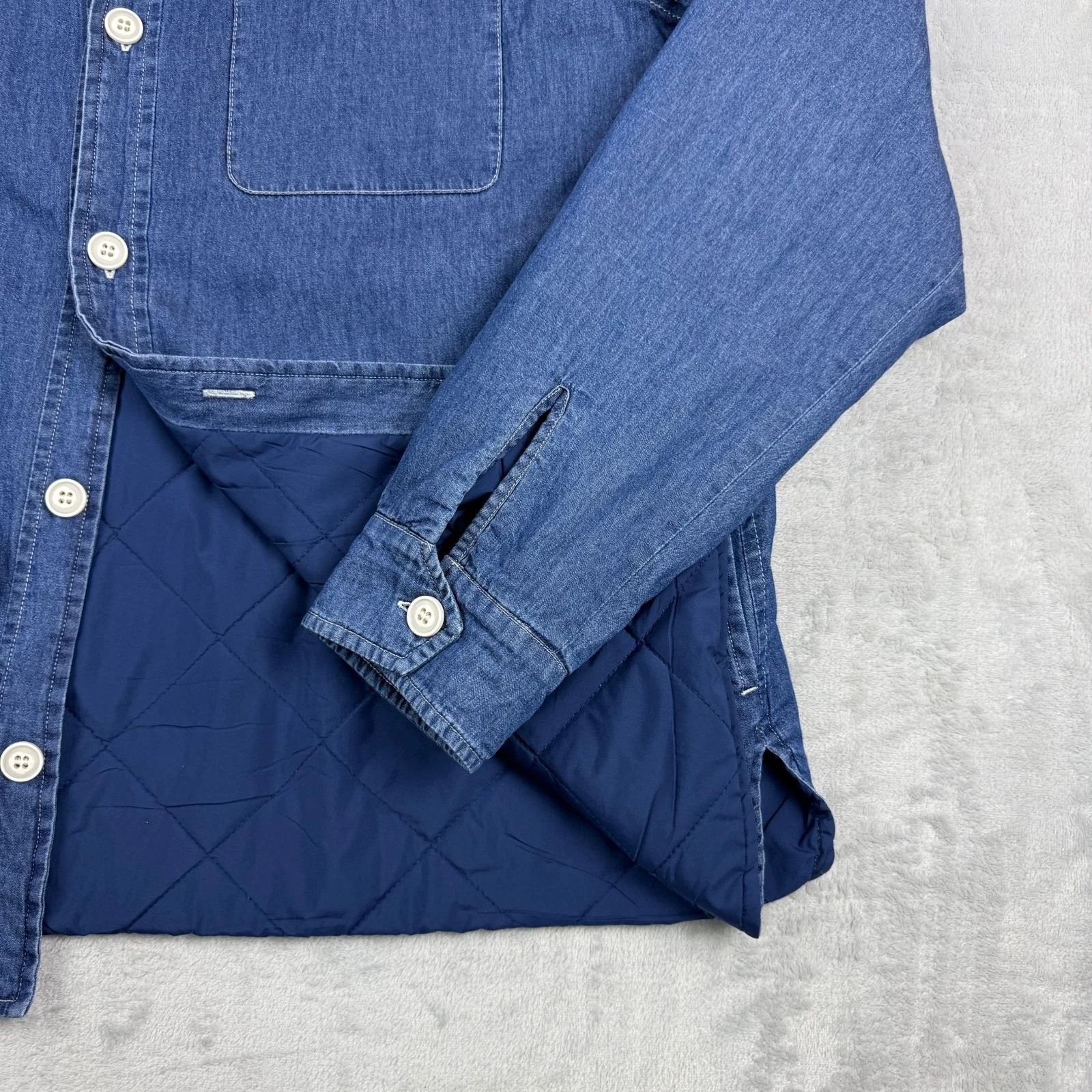 MOS MOSH Gallery Garry Sky Jacket XL Denim Quilted Lined Shacket Casual Designer - product detail image 12