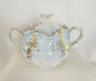 Vintage German Porcelain Covered Sugar Bowl Scalloped Hand Painted  Cottagecore  — photo 5