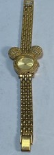Vtg Disney Mickey Mouse Watch Gold Tone w/ Ears   Rhinestone Accent 1990s