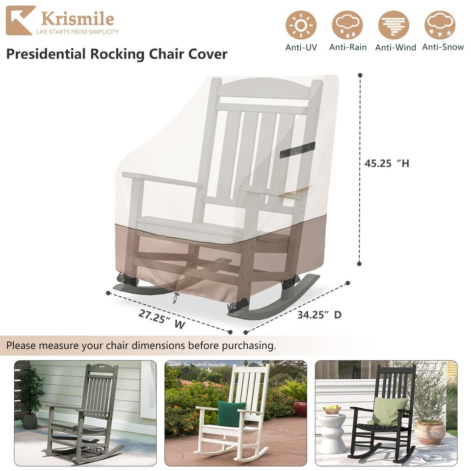 Outdoor Rocking Chair Cover 2 Pack,Heavy Duty Waterproof Patio Rocking ...
