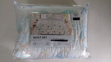 FreshFolds TWIN Lightweight Quilt w/ Sham Ocean Theme Aqua Blue USED