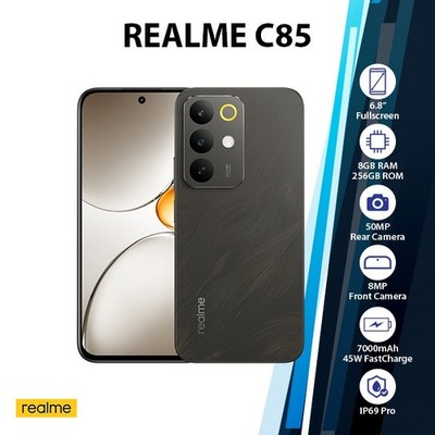 Realme C85 4G Android Cell Phone (8GB+256GB/BLACK/Global/Dual SIM/Unlocked)