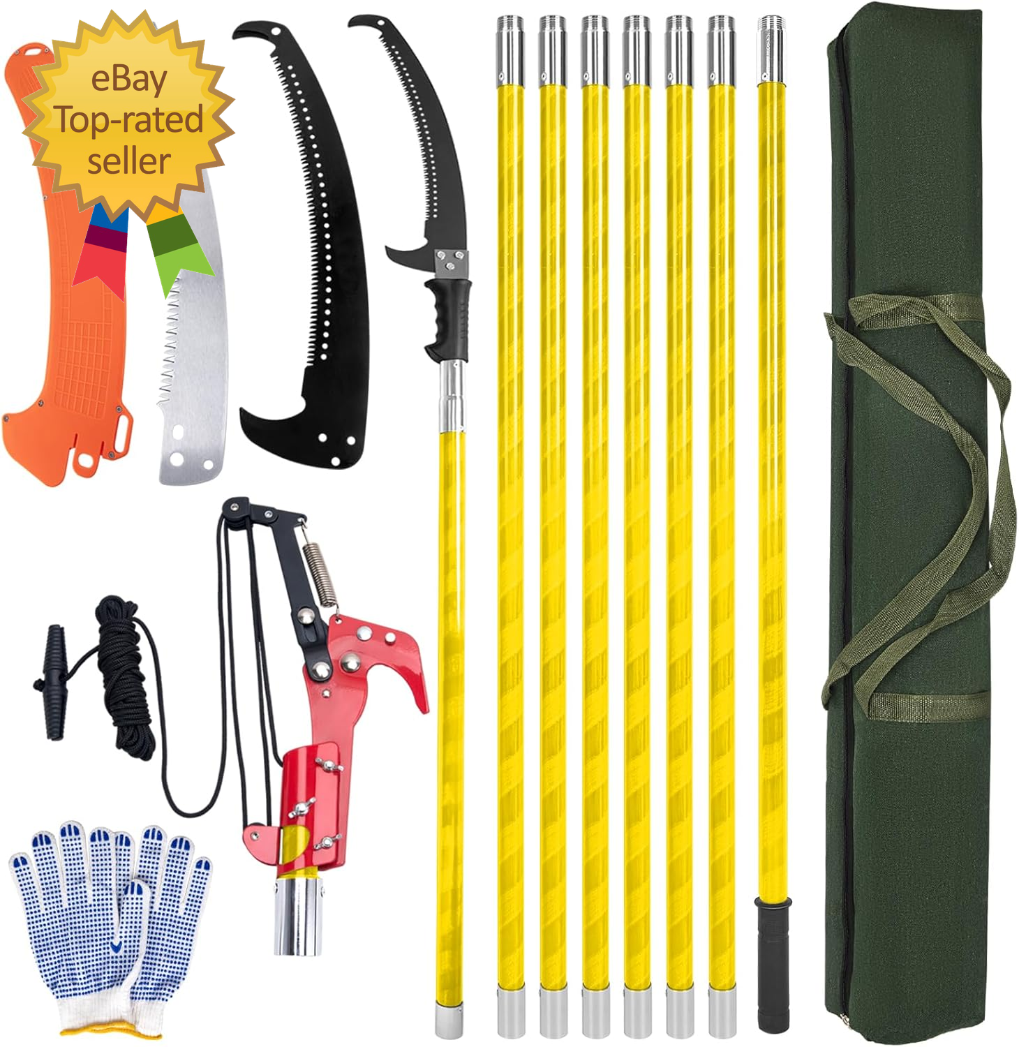 7.3 to 27 Ft Extendable Manual Pole Saw for Tree Trimming and Pruning