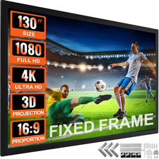 Projector Screen 130Inch Outdoor Projector Screen 16:9 Movie Screen Fixed Frame