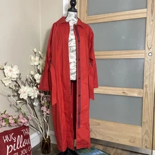 Vintage Fox Run Women Jacket Red Long Trench Cotton Coat