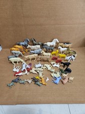 Vintage Plastic Toy Farm Animals 1 lb. Horses Cows Dogs Pigs Chickens Large Lot