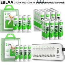 EBL AA AAA 2800mAh,1100mAh NiMH Rechargeable Batteries 1.2V / Charger w/USB Lot